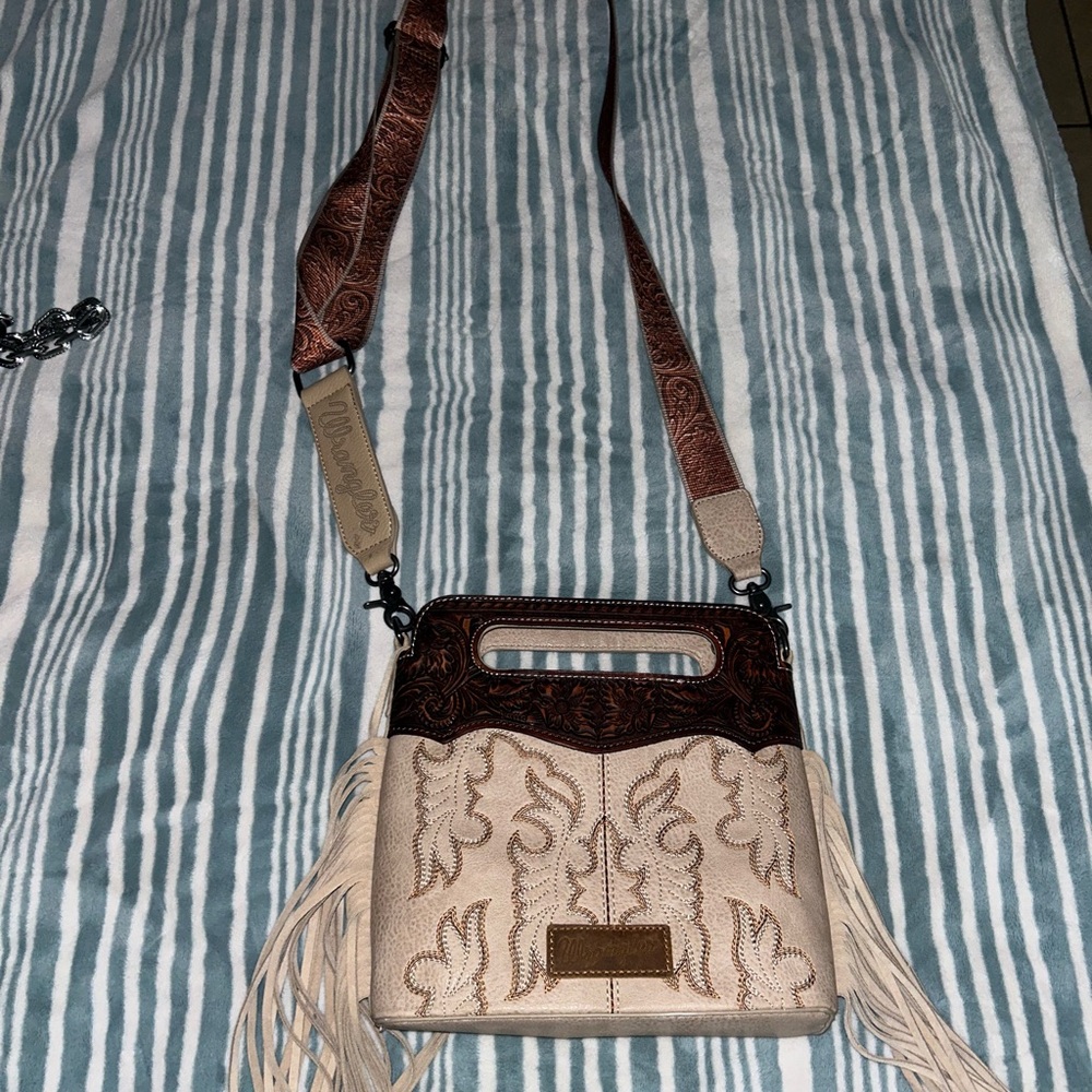 Wrangler tooled fringe bag